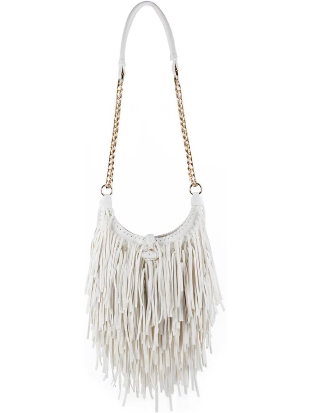 Chic Fringed Faux Suede Crossbody Bag with Chain Strap & Tassel Detail